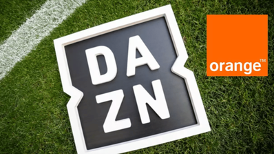 imagen del logo de dazn junto al logo de orange