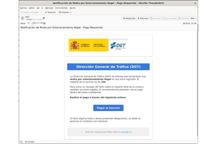 Mucho cuidado con este nuevo correo que suplanta a la DGT: es muy ...