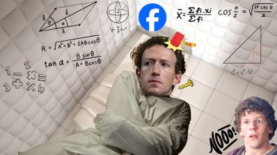 Un psiquiátrico con un montaje de Mark Zuckerberg de loco