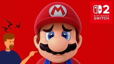 Mario triste en una imagen con un hombre apuntándole con el dedo