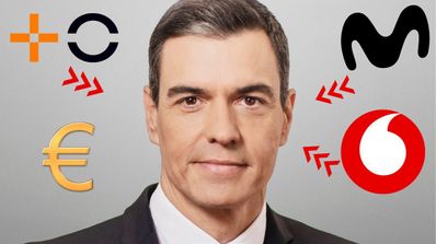 Logos de las operadoras alrededor de la foto del presidente