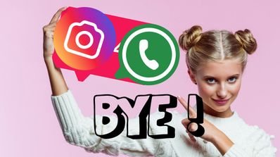 imagen de whatsapp y de instagram sobre fondo rosa