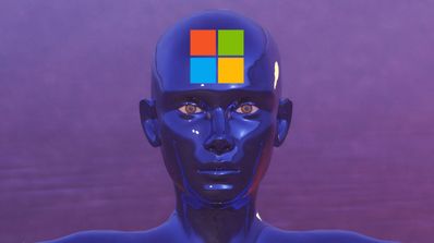 Logo de Microsoft sobre un robot