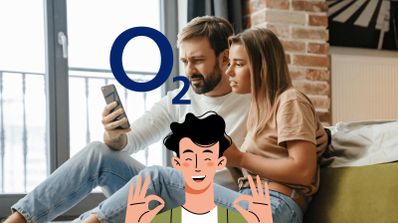 imagen de dos personas con logo de o2