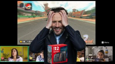 Un hombre preocupado con la consola Nintendo Switch 2