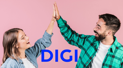 imagen de dos personas con el logo de digi