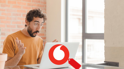 imagen de una persona con el logo de vodafone