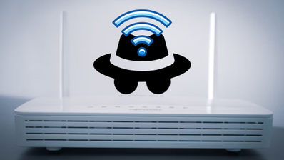 Imagen de un router con el símbolo del WiFi y de incógnito