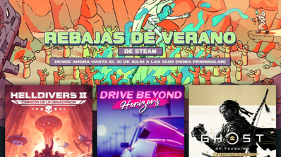 Cartel oficial de juegos rebajados en las Rebajas de verano de Steam