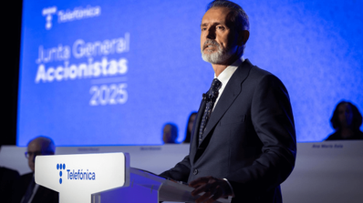 Marc Murtra hablando en la Junta de Accionistas de abril de 2025