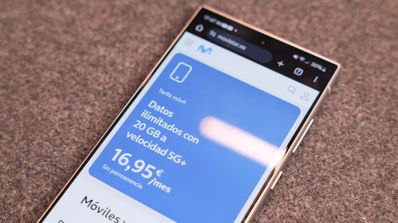 Pantalla principal de la aplicación Mi Movistar mostrando el consumo de datos y la opción para gestionar el servicio de Datos Compartidos