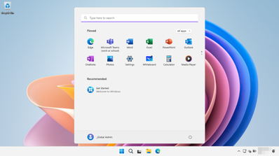 Pantalla de Windows 11 menú principal