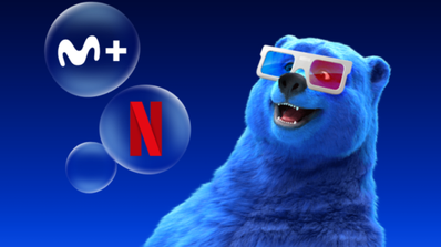 Imagen del logo de O2 con el contrato de Movistar Plus+ y Netflix