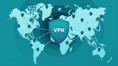 Un mapa del mundo con las letras de VPN