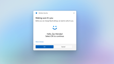 Menú de acceso para la configuración de Windows Recall