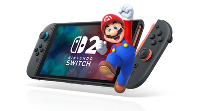 Imagen de la Nintendo Switch 2 con Mario alegrándose por la llegada de juegos de Xbox