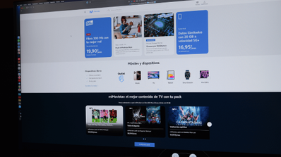 Interfaz de usuario de Movistar Plus+ en un ordenador, mostrando el menú principal y la guía de canales