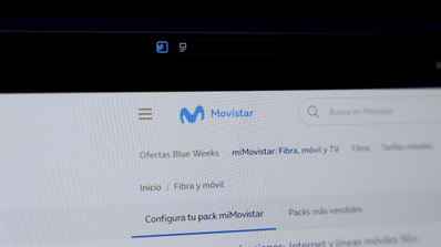 Página principal del sitio web oficial de Movistar España, promocionando sus servicios de conectividad 5G y fibra óptica