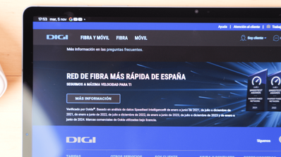 Página web de Digi mostrando la sección de fibra más rápida