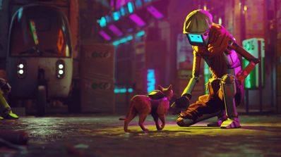 Imagen del juego Stray en una consola PS5