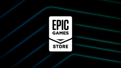 Logo de la Epic Games Store sobre un fondo oscuro, promocionando su campaña de juegos gratuitos semanales
