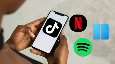 móvil logos TikTok Spotify Netflix Windows 11