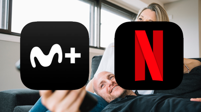 Logotipos de Movistar Plus+ y Netflix superpuestos, simbolizando la alianza estratégica para la distribución de contenidos en España.