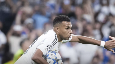 Imagen de Mbappé en un partido de Champions del Real Madrid