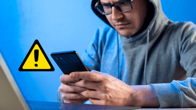 Teléfono inteligente símbolo alerta peligro