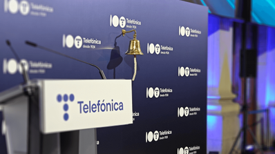 Imagen del stand de Telefónica en la bolsa