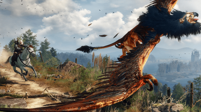 Imagen del videojuego The Witcher 3: Wild Hunt con el protagonista cazando un demonio