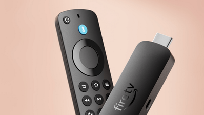 Imagen del Fire TV Stick Select sobre fondo rosa