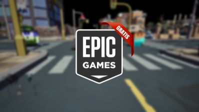 Logo de Epic Games con el juego NightReaper2 de fondo