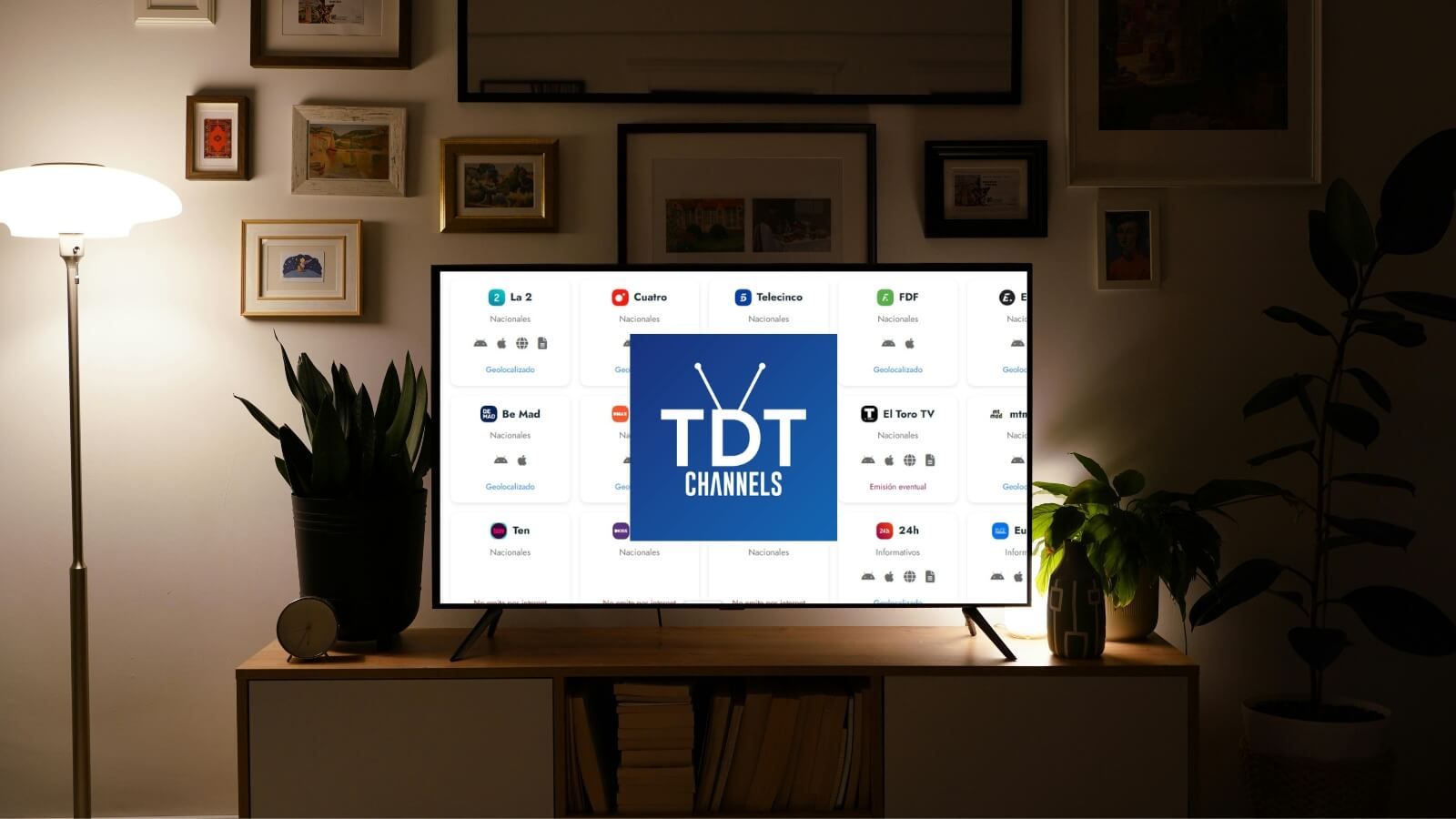 Una Smart TV con la interfaz de TDTChannels