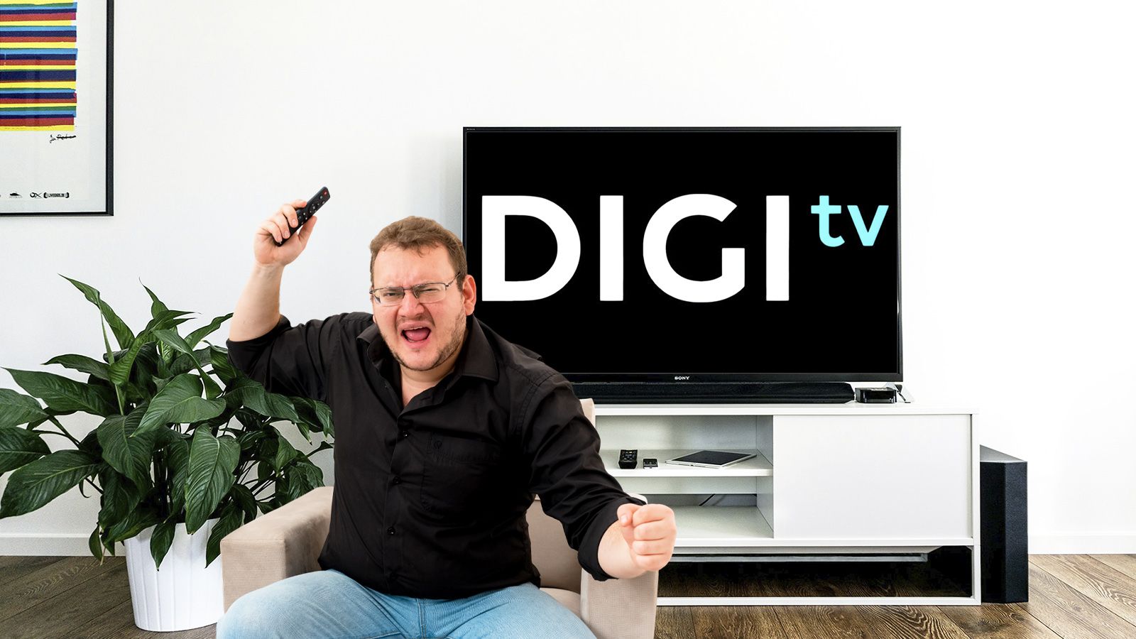 hombre enfadado viendo digi tv