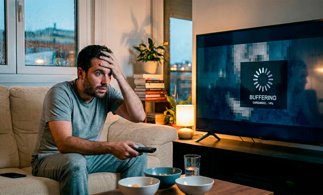 Usuario sufriendo cortes mientras ve contenido en Netflix
