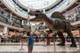 Imagen de un niño viendo un dinosaurio