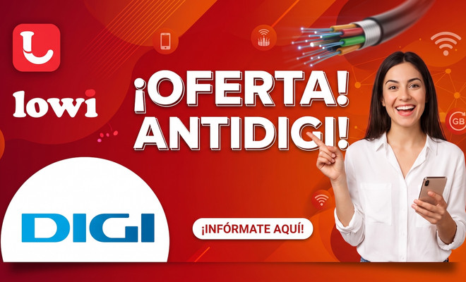 Logo de Lowi anunciando una oferta para clientes de Digi