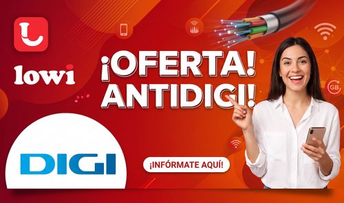 Logo de Lowi anunciando una oferta para clientes de Digi