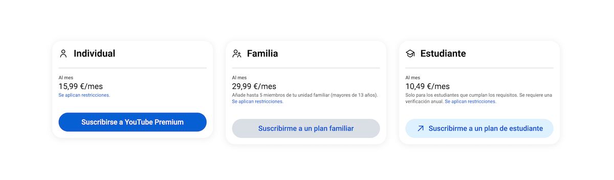 Precios de YouTube Premium