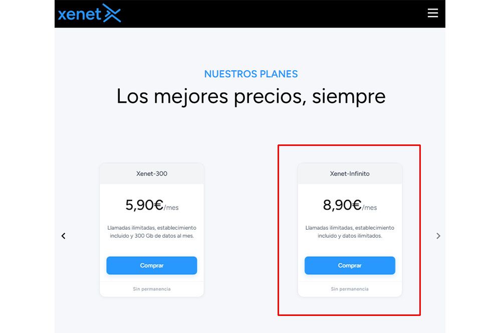 tarifa móvil ilimitada Xenet