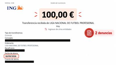Sale a la luz un segundo pago de LaLiga por “chivatazos”: 100 euros por dos denuncias