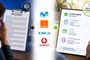 Comparativa entre un contrato tradicional extenso y un nuevo resumen digital simplificado para servicios de telecomunicaciones.