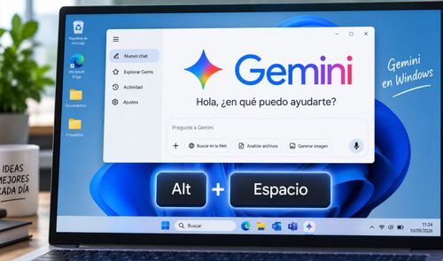 Interfaz de la aplicación Gemini abierta en el escritorio de un ordenador portátil con Windows.