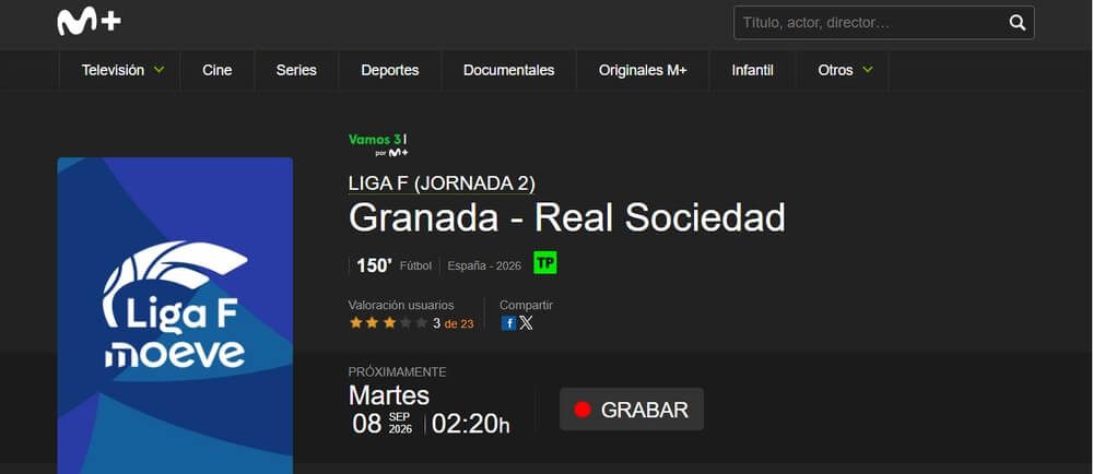 Un partido de La Liga F en Movistar Plus