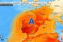 Mapa barométrico de España mostrando circulación anticiclónica y altas presiones sobre la Península, asociado al episodio de calor anunciado por AEMET para el 11-13 de septiembre de 2026
