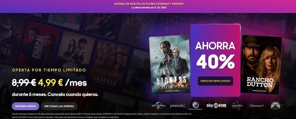 Oferta de SkyShowtime para septiembre de 2026