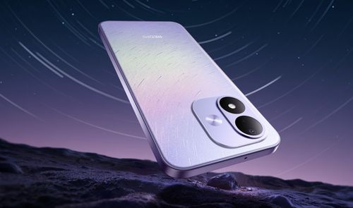 Parte trasera de un teléfono inteligente Xiaomi 17 Note en color violeta con acabado texturizado y módulo de cámara doble.