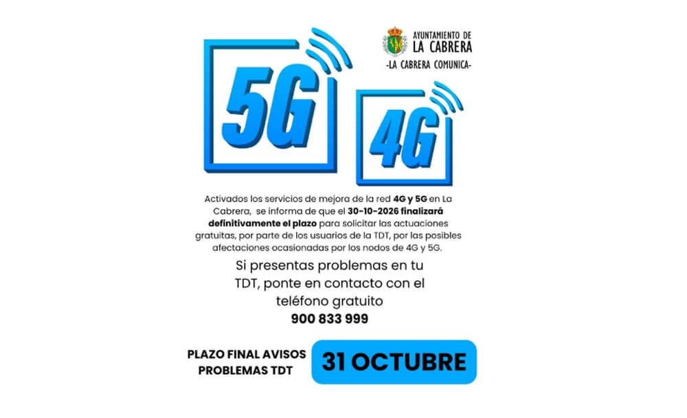 Aviso de final de soporte de la TDT del Ayuntamiento de Cabrera