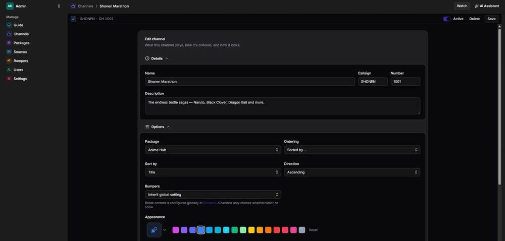 Configurando canales con Airwave y Plex
